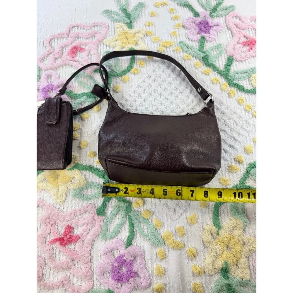 Sonoma Life Style Dark Brown Pebbled Faux Leather Shoulder Bag with Pouch